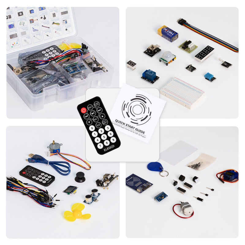 ELEGOO ESP-32 Starter Kit with Tutorial & Board Compatible with Arduino IDE | Development Board USB-C Dual-Core Microcontroller Support AP/STA/AP+STA, CP2102 Chip for Maker & DIY Projects