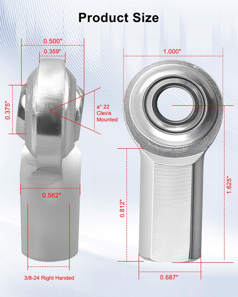[Australia - AusPower] - CF6 Rod End Bearing Heim Joints Right Hand Female Thread Heim Joint, 3/8 x 3/8-24 Stainless Female Rod End Bearing with Jam Nuts, 4 Pack 