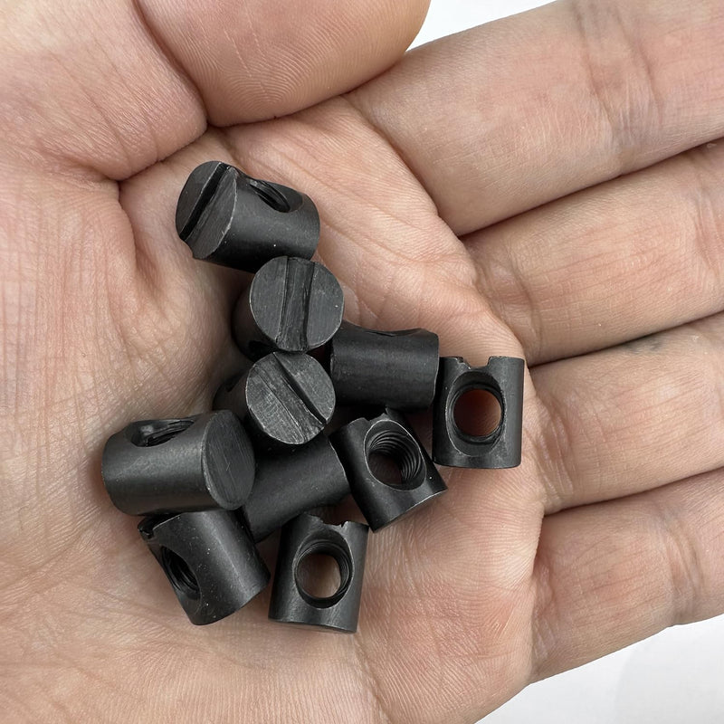 [Australia - AusPower] - 10 PCS Metric Black M6 Barrel Nuts Cross Dowels Slotted Nuts Baby Bed Crib Screws Hardware Replacement Kit for Bunk Bed Beds Headboards Chairs Furniture M6x10mmx12mm 