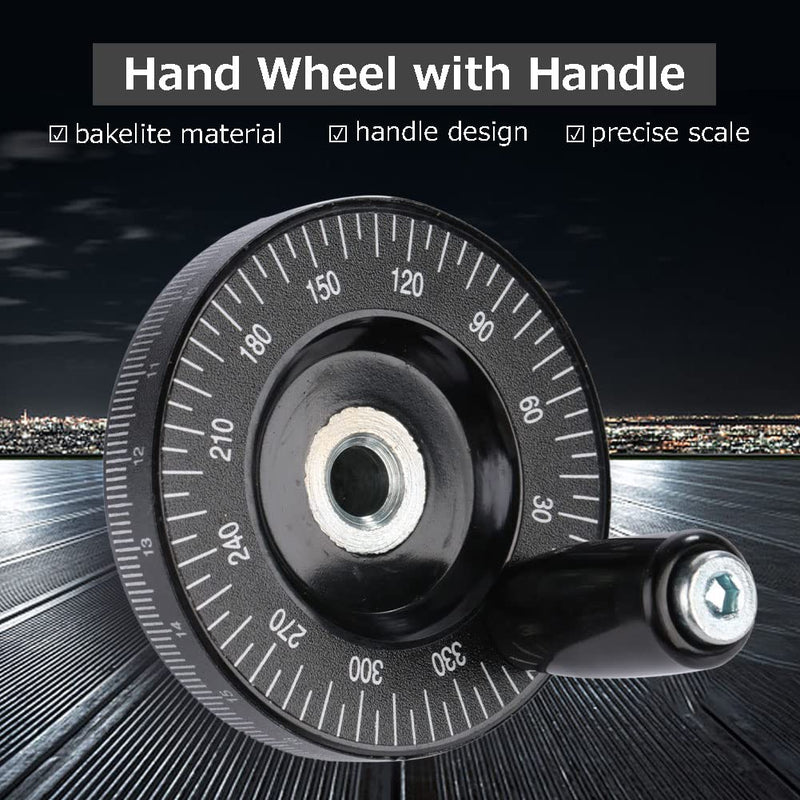 [Australia - AusPower] - Hand Wheel with Handle, 63mm Milling Handwheel with Scale, Bakelite Hand Wheel Machinery Accessaries for Lathe Milling Machine 