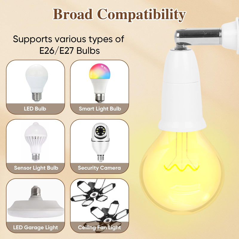 [Australia - AusPower] - 3 Pack Light Socket Extender, E26/E27 4.5 Inch Light Socket Extension, Vertical 180°Horizontal 350° Adjustable Light Socket, Medium Screw Base Light Bulb Extension Socket 3 Light Socket Extender- 4.5 Inch 