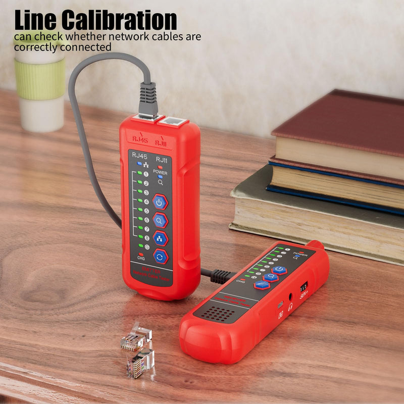 [Australia - AusPower] - Network Cable Tester RJ45 RJ11 Cable Tracker Line Finder, Ethernet Cable Tester with PoE, CAT5 CAT6 with Earphone for Cable Collation, Network Maintenance Collation, Telephone Line Test Basic 