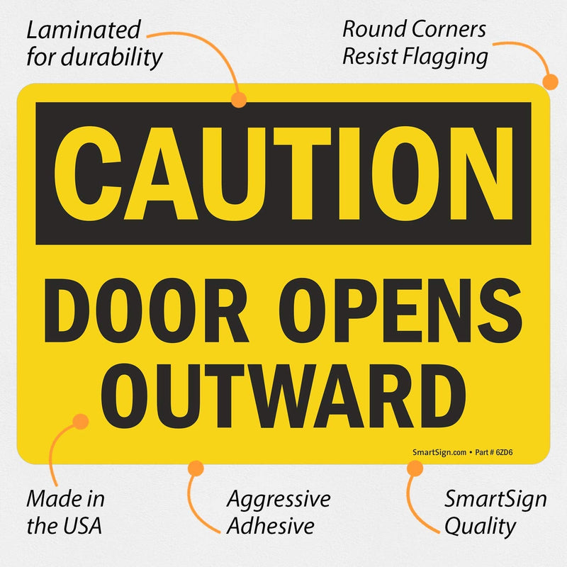 SmartSign "Caution - Door Opens Outward" Label | 5" x 7" Laminated Vinyl