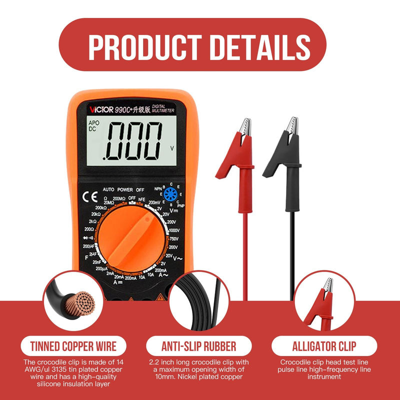 [Australia - AusPower] - 5PCS Alligator Clip Set-2PCS Test Leads & 3PCS Insulation Sleeves, Electrical Alligator Clips with Wires for Multimeter, Banana Plug Leads,Suitable for Electricians Circuit Testing 
