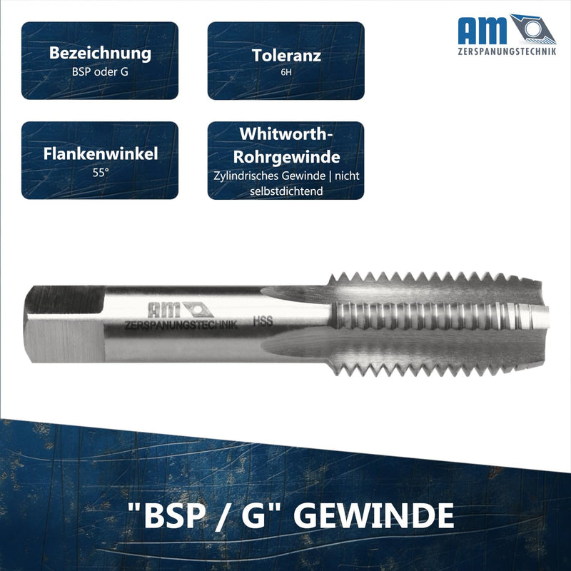 Pipe Tap G1/2 | Tap Cutter Inch | HSS Pipe Tap | Whitworth Pipe Thread G | Cutting Tap Inch Thread - G (BSP) 1/2
