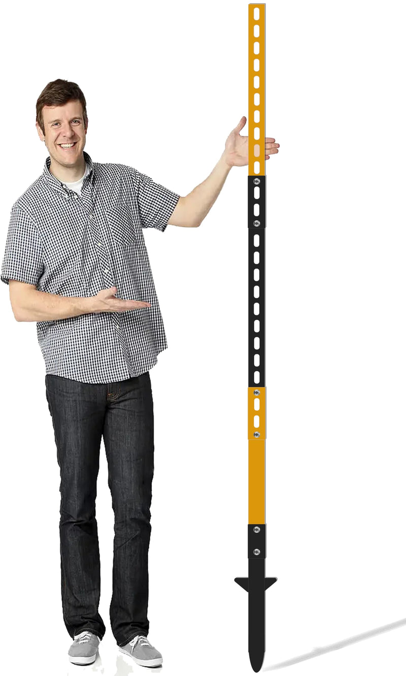 1 Pcs 6 Ft Traffic Road Street Sign Post Stakes Driveway Stand Heavy Duty Metal for Outdoor Lawn Yard Fence Parking Stop Outside Fits Signs 10 to 18 Inch Adjustable Black Yellow Yellow Black-1