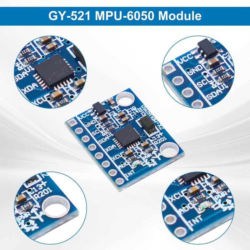 GY-521 MPU6050 Module AYWHP 3 Pieces 3 Axis Gyroscope and 3 Axis Accelerometer 6DOF Sensor Module 16 Bit AD Converter Data Output IIC I2C for Arduino