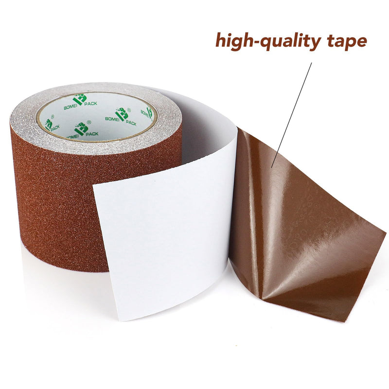BOMEI PACK Anti Slip Traction Tape, 4 Inch x 16 Foot - Best Grip, Friction, Abrasive Adhesive for Stairs, Tread Step, Indoor, Outdoor (4" X 16') (Brown) Brown