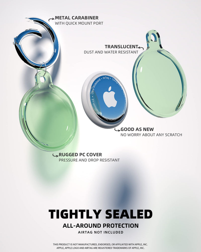 [Australia - AusPower] - 4 Pack Airtag Keychain Waterproof, Air Tag Holder for Apple Airtag GPS Tracker, Soft Full-Body Shockproof Apple Tag Case for Dog Cat Collar, Luggage, Keys (Purple, Green, Blue, Pink) Purple, Green, Blue, Pink 