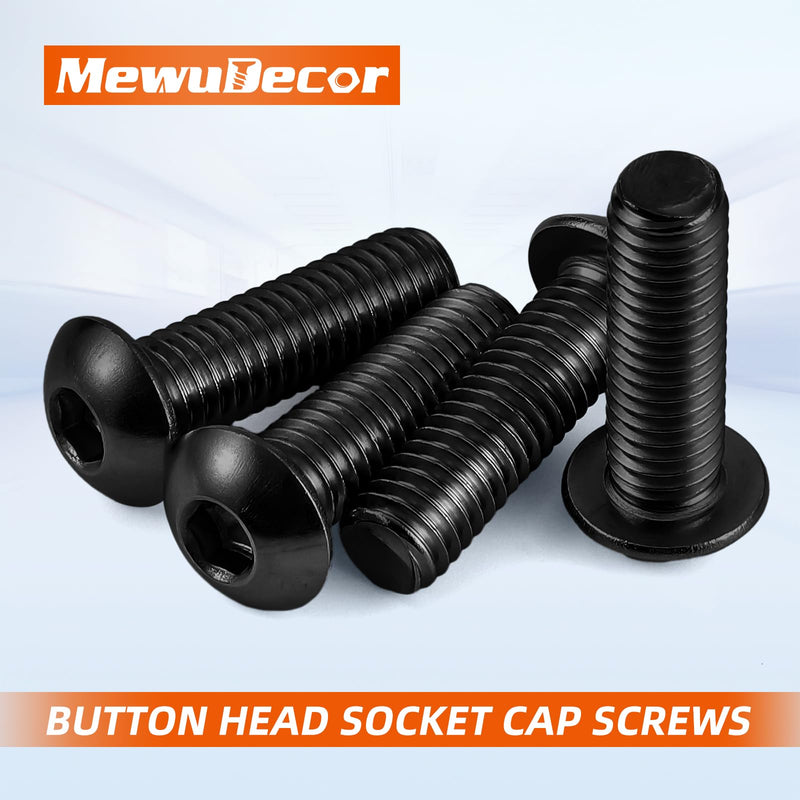[Australia - AusPower] - 1/4-20 x 1/2" Button Head Socket Cap Screws, Allen Socket Drive, Black Oxide, Grade 10.9 Alloy Steel, Fully Threaded, 50 PCS 1/4-20 x 1/2" 