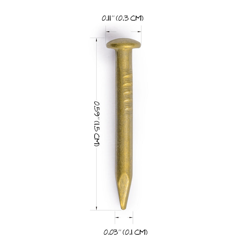 [Australia - AusPower] - Pure Brass Nails, 0.6 Inch, Bag of 100 - Architectural, Interior Design, Doors, Furniture Cabinet Customization Hardware 