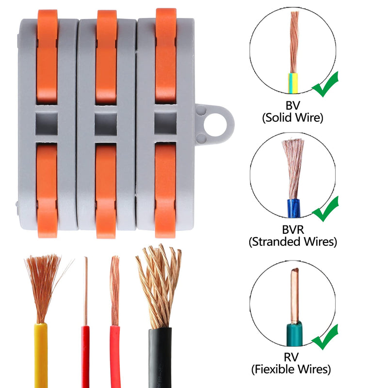 [Australia - AusPower] - XHF 31PCS Conductor Compact Connectors Lever Wire Nuts, Electrical Connectors Wire Terminals for Any Circuit Inline Splices 28-12 AWG SPL-1 30 Pcs Orange 