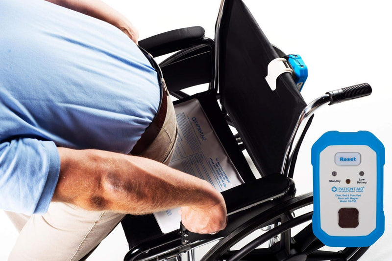 [Australia - AusPower] - Patient Aid Advanced Floor and Chair Alarm for Fall Prevention with Magnetic Pull Cord, 10" x 15" Alarm Pad with Pressure Motion Sensor, 3 Mounting & Ring Chime Options, with AC Adapter & 9V Battery Chair Pad 