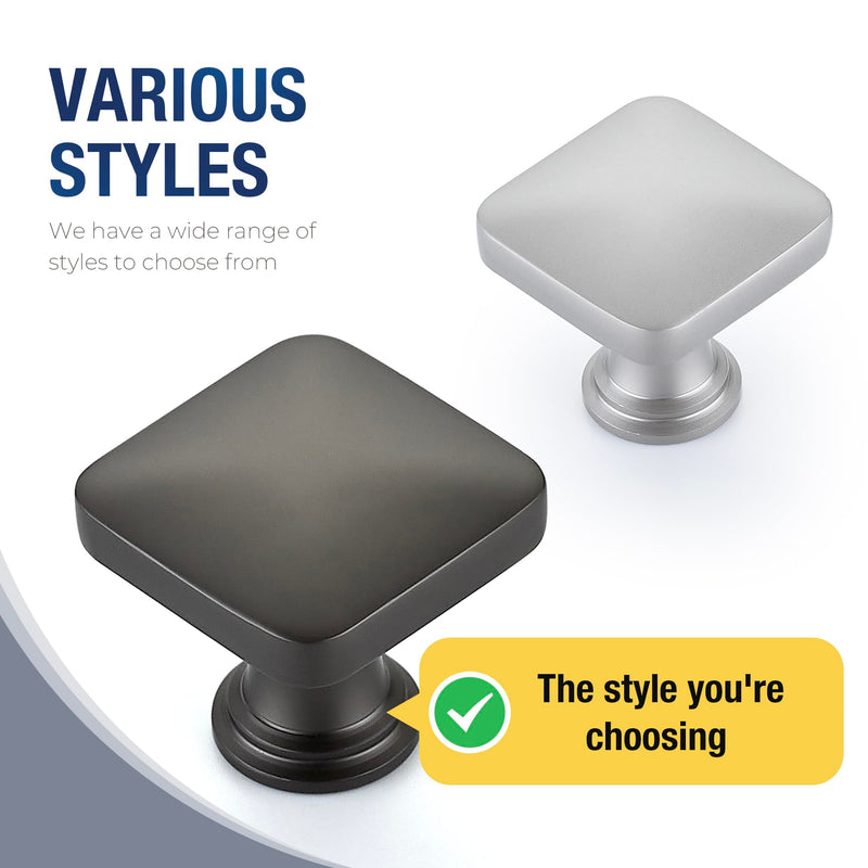 JOY DECOR 10 Pack Gunmetal Grey Cabinet Knobs, 1-1/8 Inch Zinc Alloy Single Hole Drawer Pulls for Dressers, Cabinets and Kitchen Hardware Pearl Grey