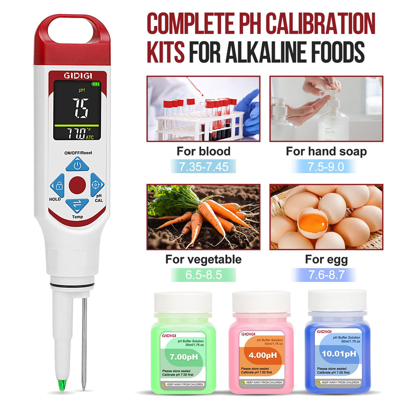 [Australia - AusPower] - pH Meter for Food with pH Electrode Storage Solution Digital pH Tester with ATC for Fermentation Hot Sauce Cosmetics 