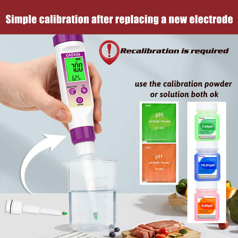 [Australia - AusPower] - Food pH Meter Replacement Probe 2 in 1 pH Temperature Tester Spear Tip pH Sensor Easily Penetrate Solid and Semi-Solid Samples, Also Suitable for Water 