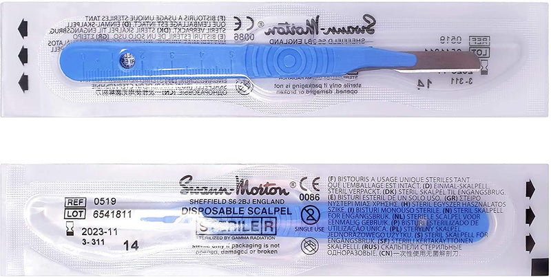 [Australia - AusPower] - Swann-Morton® #14 Sterile Disposable Scalpels with Blade [Individually Packed, Box of 10] 