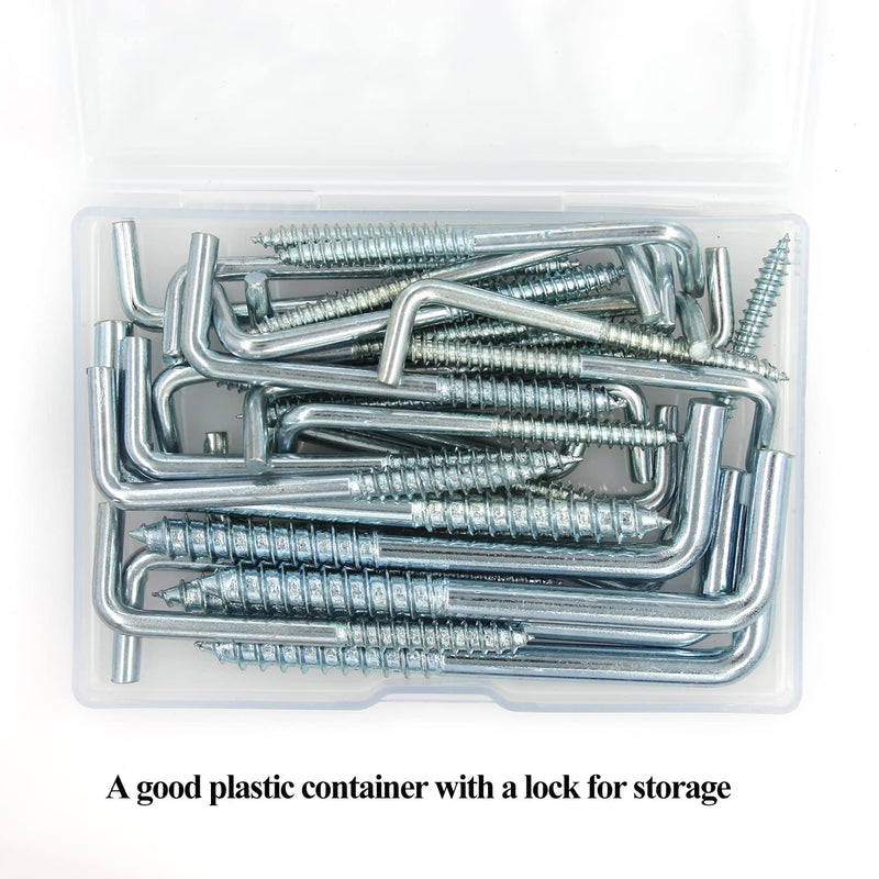 30 Pieces 3 Sizes Screw in Large Square Bend Hook kit, Galvanized Square Bend Hook self Tapping Screw Hook for Home/Workplace/Office, Heavy Load Bearing 30 Pieces 3 Sizes