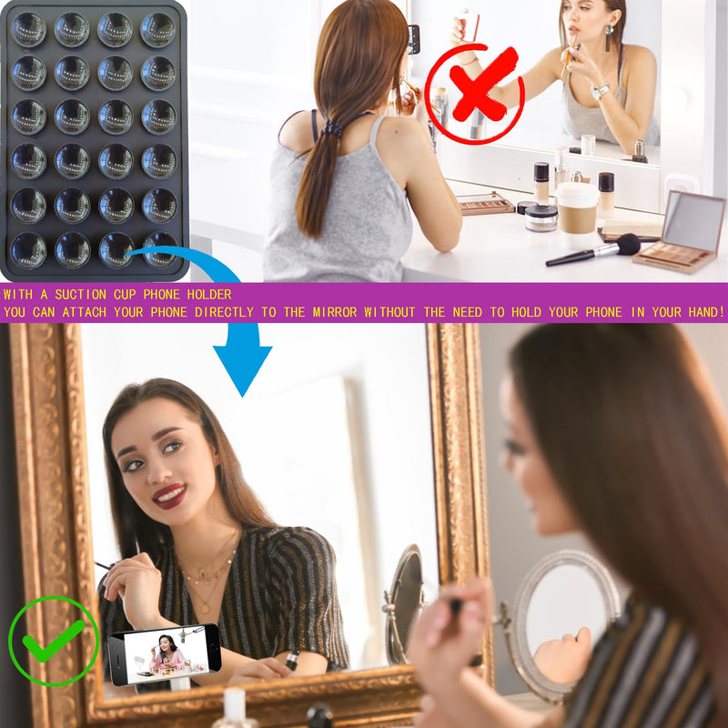 [Australia - AusPower] - Suction Phone Case Mount, Adhesive Phone Accessories for iPhone and Android, Freely Fixed to Mirrors and Flat Surfaces Hands-Free Phone Holder, Tiktok Video and Selfies (Black) Black1 