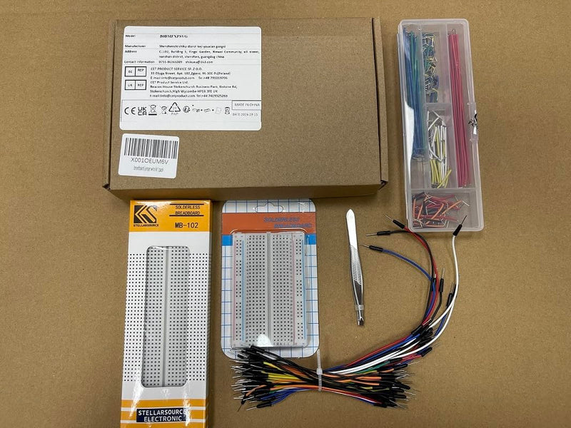 Breadboard Jumper Wire Cable Breadboard Set 1 x 830 + 1 x 400 Breadboard + 65 Pieces Jumper Cable Flexible + 140 Pieces Jumper Wire Set (2-125 mm) + 1 x Tweezers Pack of 1