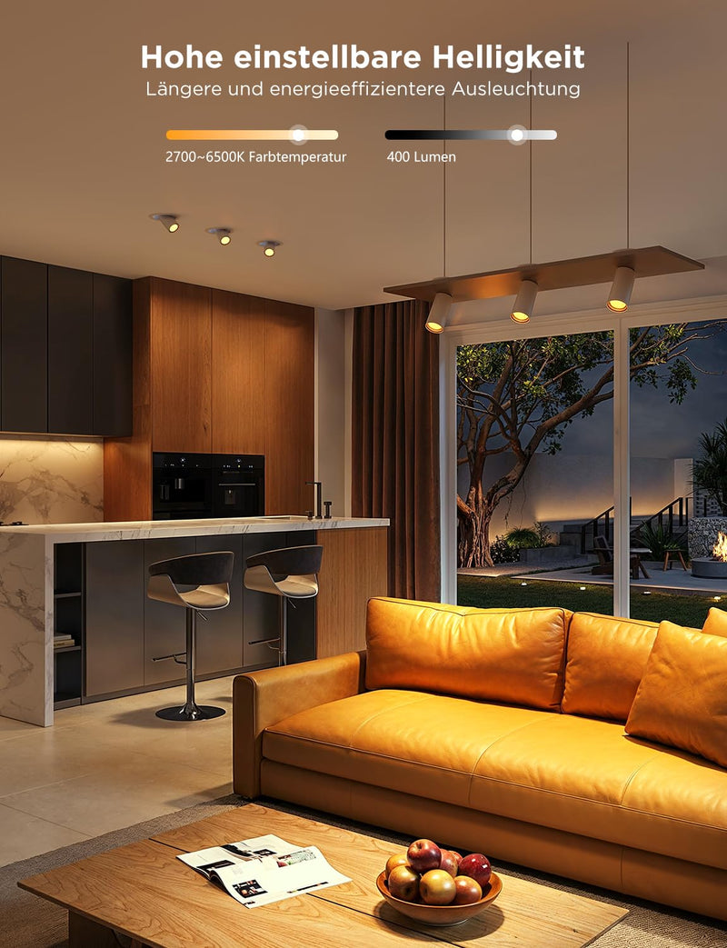 Govee GU10 Light Bulb, LED, RGBWW, Smart Bulb, Works with Matter, Alexa, Google Home, 400 lm, Wi-Fi, LED Lamp, Dimmable, Color-Changing, 56 Scenes, Synchronization with Music, Pack of 4