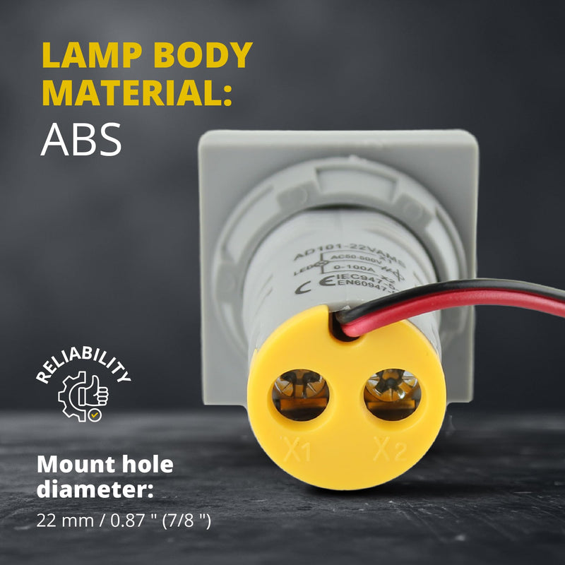 [Australia - AusPower] - LED Voltage Display Panel Mount Volt Amp Meter, AD101-22VAMS 22mm Square Voltmeter and Ammeter, AC50-500V Voltage and 0-100A Current Meter, Yellow (3 Pack) 3 Pack 