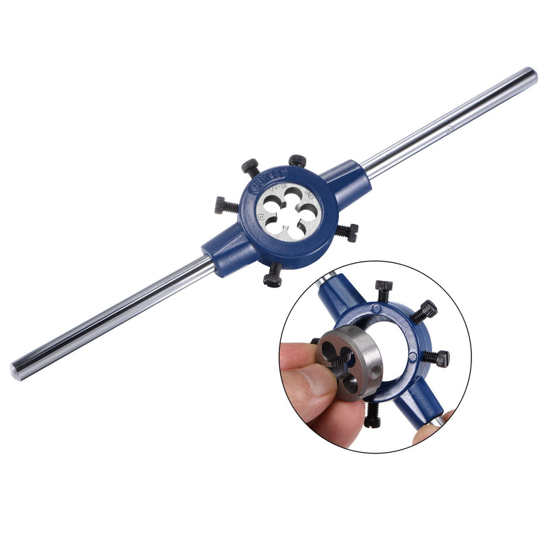 [Australia - AusPower] - uxcell 1/2-28 UNEF Tap and Die Set with 38mm Round Die Stock Handle Wrench, High Speed Steel Machine Thread Tap and Round Die Threading Tool 