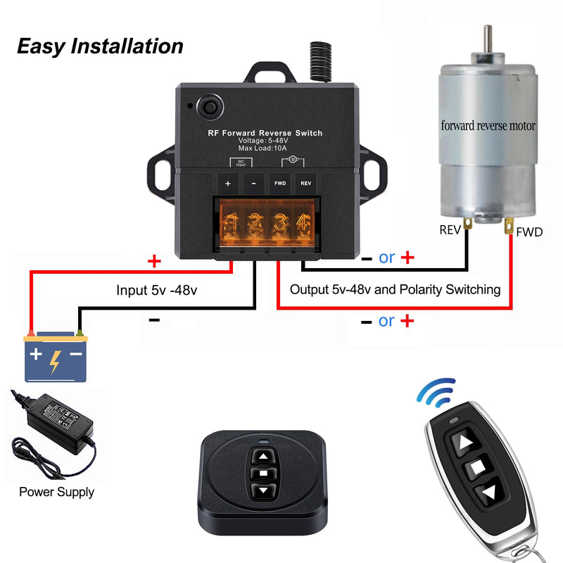 [Australia - AusPower] - 12v Forward Reverse Remote Switch with 10a Relay,Mini Linear Actuator Controller 12 Volt Remote Control Switch,Dc 5v 24v 36v 48v Wireless Up Down Switch for Linear Actuator and Motor 