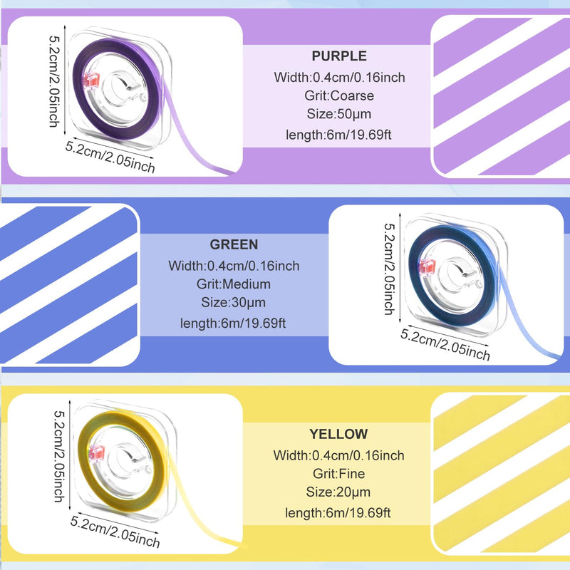 [Australia - AusPower] - 3pcs Dental Polishing Strip, Teeth Sanding Grinding Tool Tooth Polish Abrasive Supplies Kit for Chipped Teeth Sandpaper Clean Dental Floss File Finishing Professional & Home Use (Yellow, Blue, Purple) 