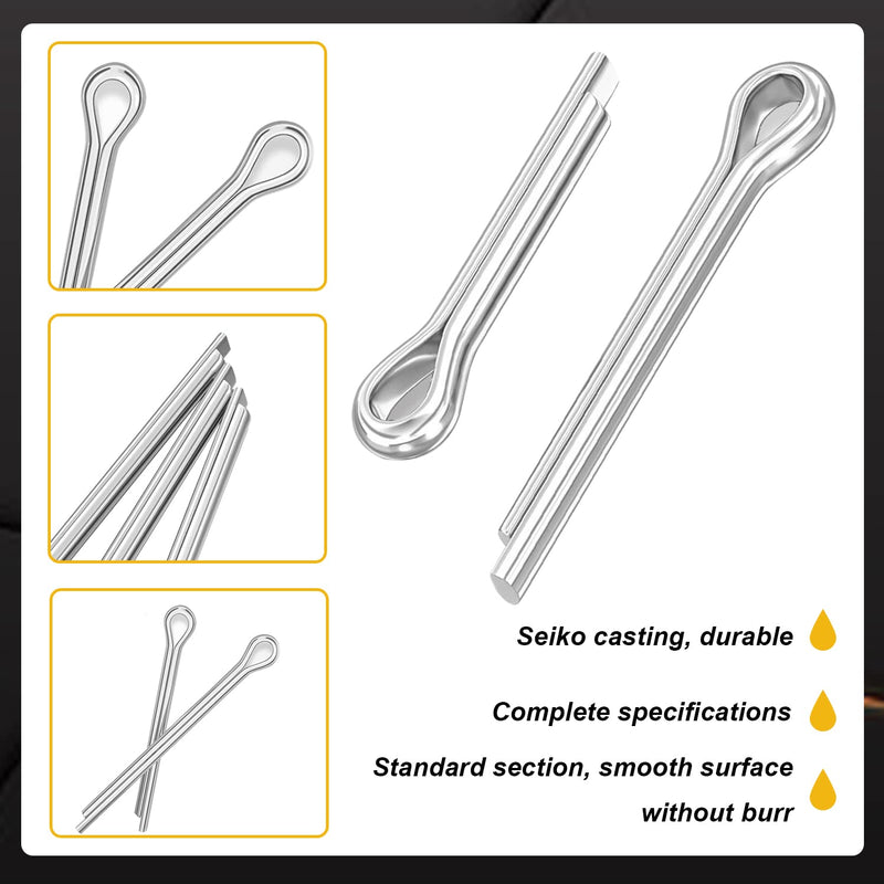[Australia - AusPower] - 120pcs 6-Sizes 304 Stainless Steel Cotter Pins Cotter Pins Assortment Kit Hitch Pin Clip Tractor Cotter Pin Used for Hitch Pin Lock System, Trucks, Engine Repair in Towing Hitch Clips & Pins 120 