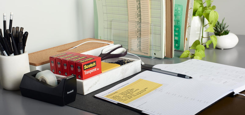 Scotch Transparent Tape with C60 Desktop Dispenser, Versatile, Cuts Cleanly, Engineered for Office and Home Use, 3/4 x 1000 Inches, Boxed, 12 Rolls, 1 Dispenser 12 Rolls + Dispenser