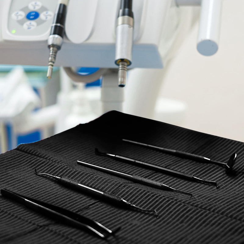 [Australia - AusPower] - Black Dental Bibs Disposable Dentist Bibs 13" x 18", 50 PCS Patient bibs Tattoo Paper Npkins 3 Ply Waterproof Dental Bib Sheets Dentist or Medical Tray Cover and Nail Table Cover Black 