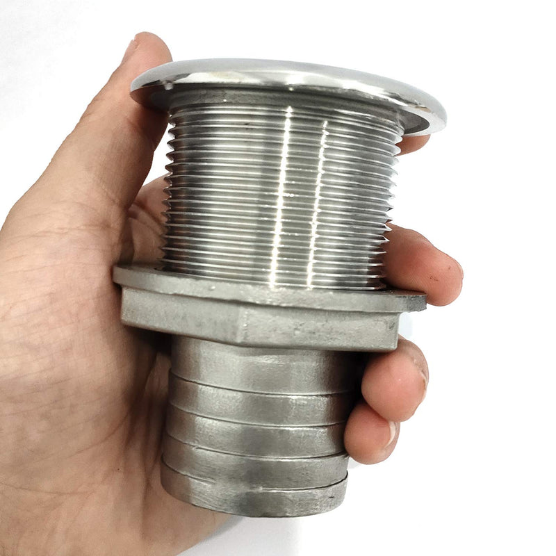 316 Stainless Steel Durable Combo Stainless Steel Thru-Hull Fitting w/Nut with Custom Gasket Boat Plumbing Fittings for Boats, Yachts, Marine 1IN I.D.