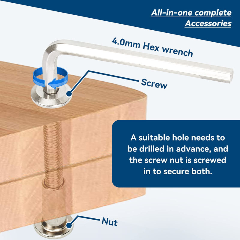 M6 Furniture Joint Connector Bolt & Cap Nut Kit Use for Cot Bed Crib Bolts Hex Drive Socket Cap Bolts - Hex Socket Screws Head (40/50/60/70/85mm 100Pcs) 40/50/60/70/85mm (100pcs)
