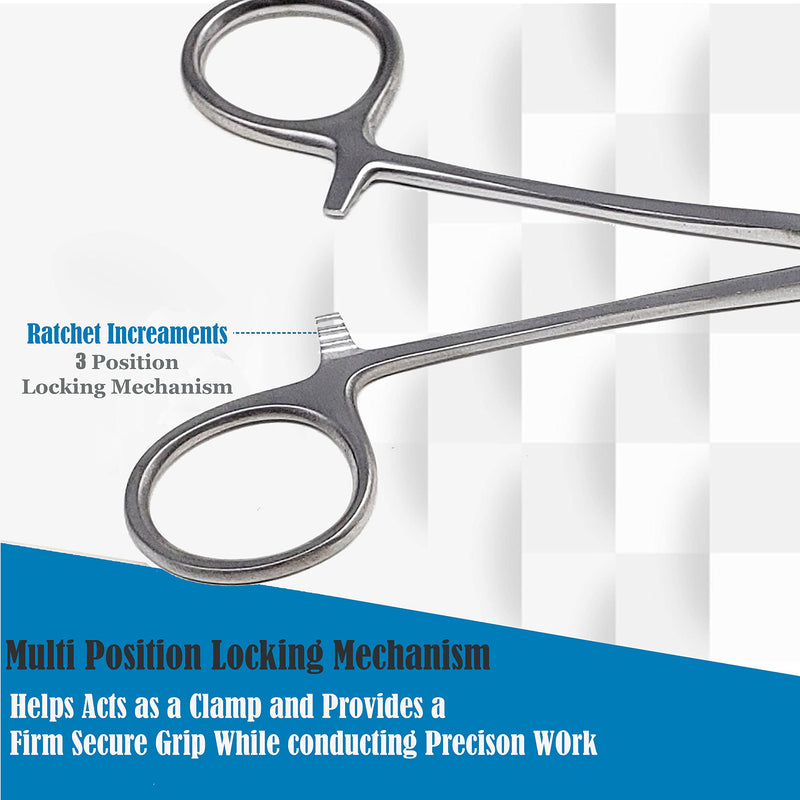 [Australia - AusPower] - Dog Pet Ear/Nose Hair Puller Grooming Hemostat Locking Forceps Pliers, 5.5" (14cm), Straight Silver 
