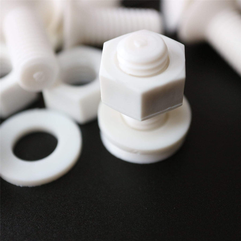 [Australia - AusPower] - 20 x White Countersunk Screws Polypropylene (PP) Plastic Nuts and Bolts, Washers, M8 x 20mm, Anti-Corrosion, Chemical Resistant, (5/16 x 25/32 in) 
