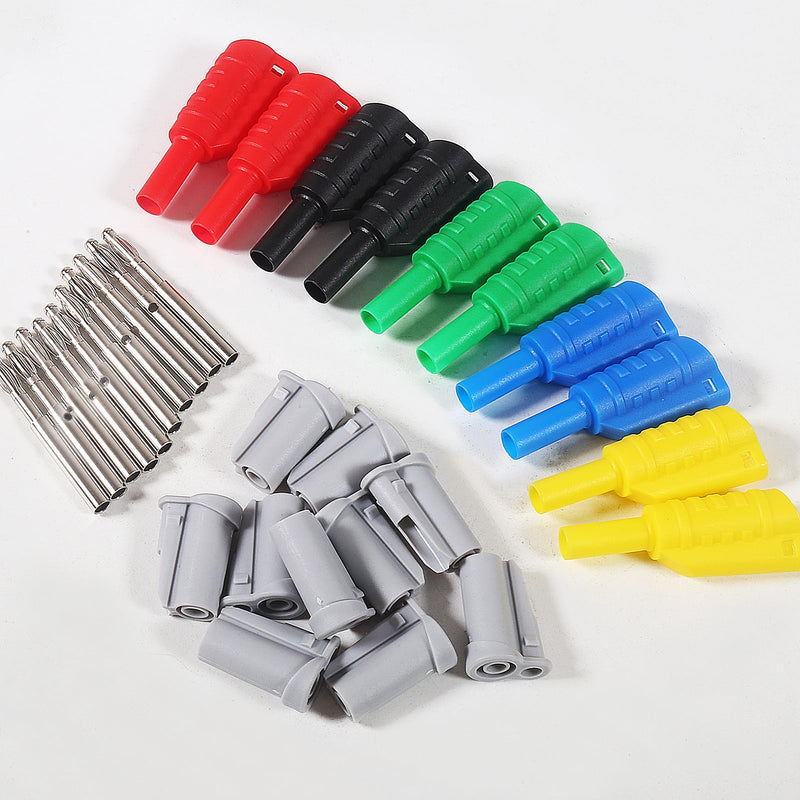 [Australia - AusPower] - 10pcs 4mm Stackable Banana Plugs, Safety Fully Insulated Solderless Screw Fixation Banana Plugs Adapter 