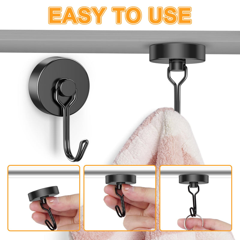 [Australia - AusPower] - VNDUEEY 4 Pack 110LBS Magnetic Hooks Heavy Duty Neodymium Magnet Hooks for Hanging, Magnets with Hooks, Strong Swivel Magnetic Hooks for Fridge Classroom Garage Cruise 4 Pack 110 Lbs 