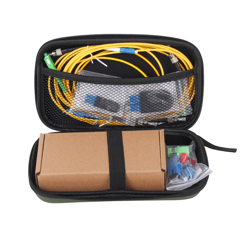 [Australia - AusPower] - Fiber Optic Cable Troubleshoot Kit - 1pc OPM & VFL All-in-one Tester & 5 Short Patch Cords & 8pcs Adapters or Loopback Tester, Visual Fault Locator, OPM (-70) dBm~(+6) dBm, 