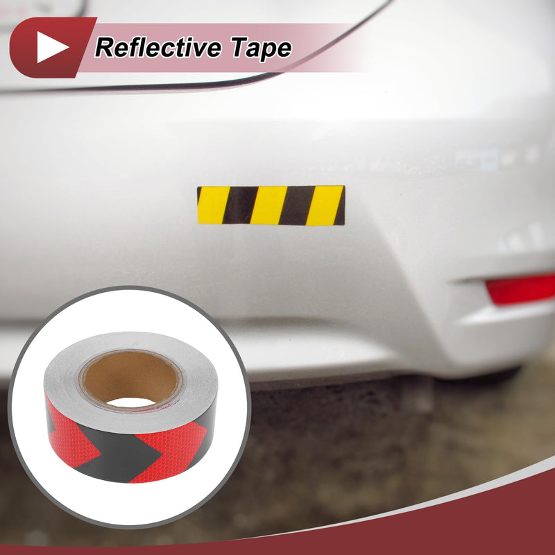 1 Pcs Safety Warning Reflective Tape Increased Visibility Reflective Strips 98.43ftx1.97" Red,Black PVC