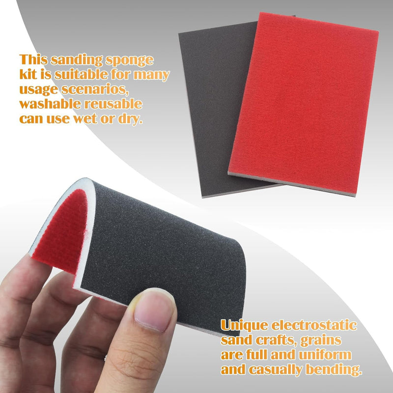 [Australia - AusPower] - 20 Pcs 600 Grit Sanding Sponge, Wet Dry Sanding Block Sandpaper Sponge, Soft Foam Sand Block Washable & Reusable Sanding Pads for Metal Wood Drywall Polishing 