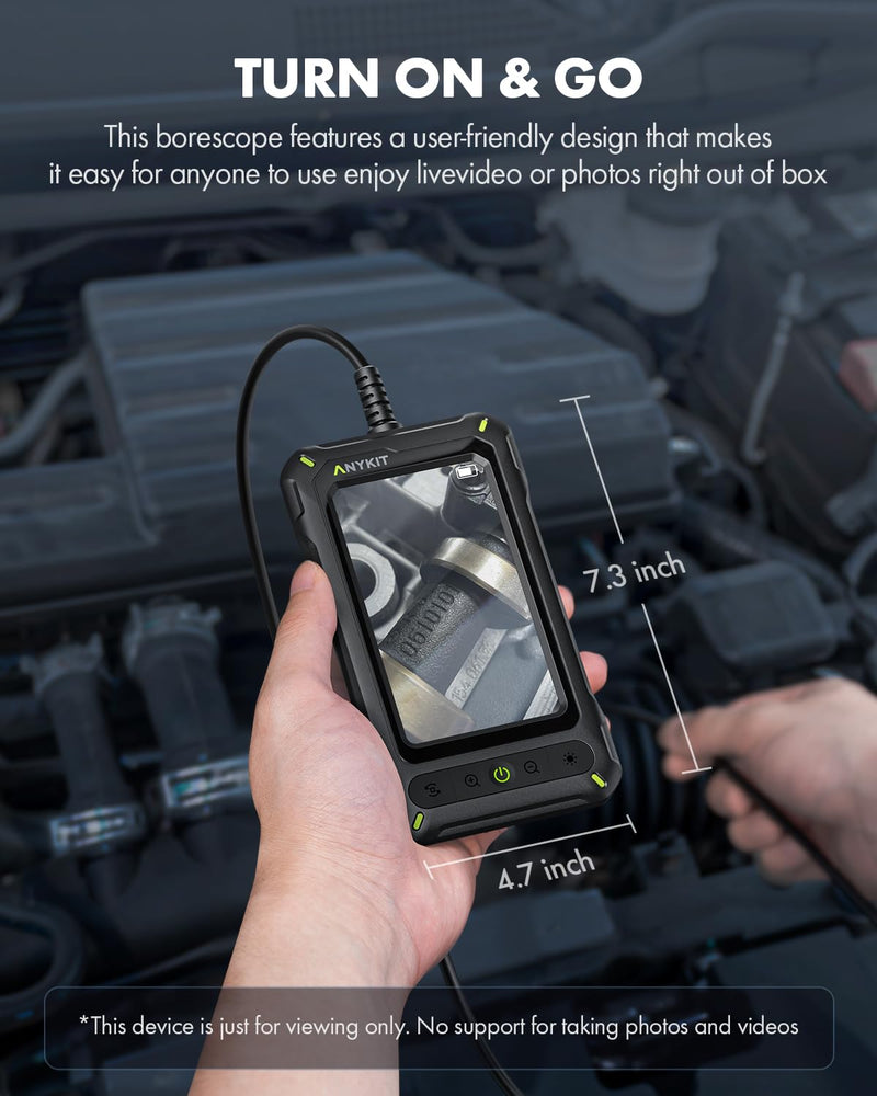 Borescope Inspection Camera with Light, Industrial Endoscope Camera with 4.3 HD Screen, Waterproof Digital Snake Camera, 16.4FT Semi-Rigid Cable Bore Scope for Home Pipe, Engine, Inside Wall, Duct