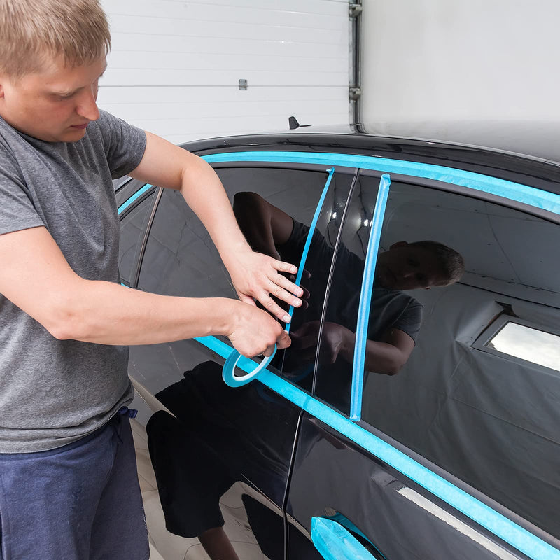 [Australia - AusPower] - 5 Rolls of Vinyl Tape Masking Tape Automotive Car Auto Paint for Curves, High Temperature Vinyl Low Tack(1/16 Inch, 1/8 Inch, 1/4 Inch, 1/2 Inch, 3/4 Inch, Blue) 1/16 Inch, 1/8 Inch, 1/4 Inch, 1/2 Inch, 3/4 Inch 