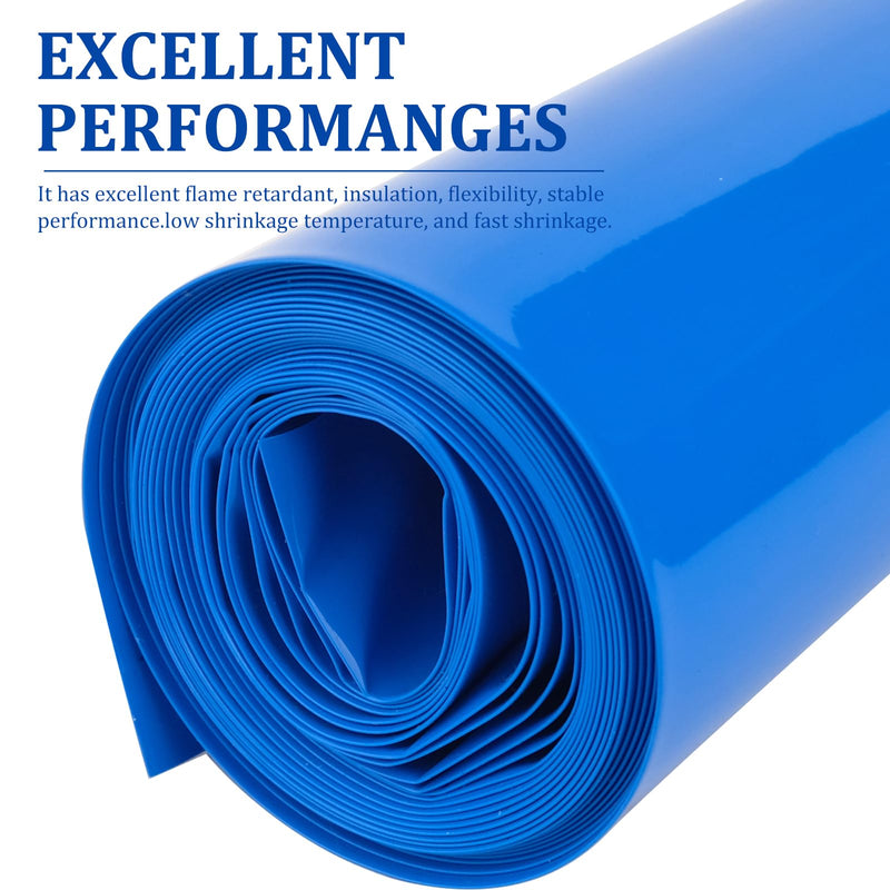 [Australia - AusPower] - Battery Wrap PVC Heat Shrink Wrap Tube for 18650 21700 26650 Lithium Battery DIY Battery Packs Flat Width 3.9in(100mm) Length 9.9ft (3m) Blue 100mm 