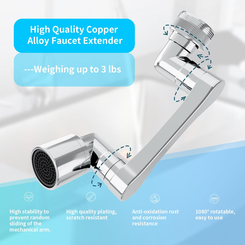 [Australia - AusPower] - Longing Home 1080° Swivel Tap Extension, Heavy Duty Swivel Sink Extension, Universal Swivel Multifunctional Robot Arm, Rotating Spray Filter Extension Set of 2 