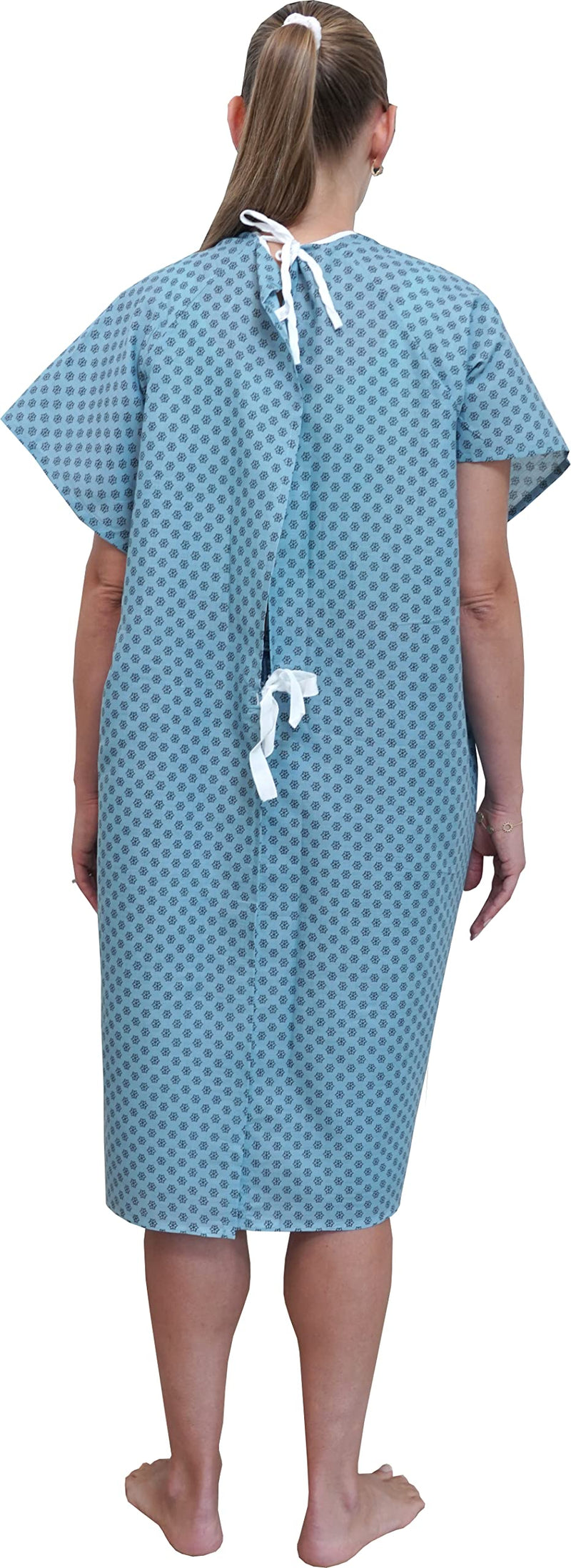 [Australia - AusPower] - 3 Pack - Blue Hospital Gown with Back Tie/Hospital Patient Gown with Ties - One Size Fits All 