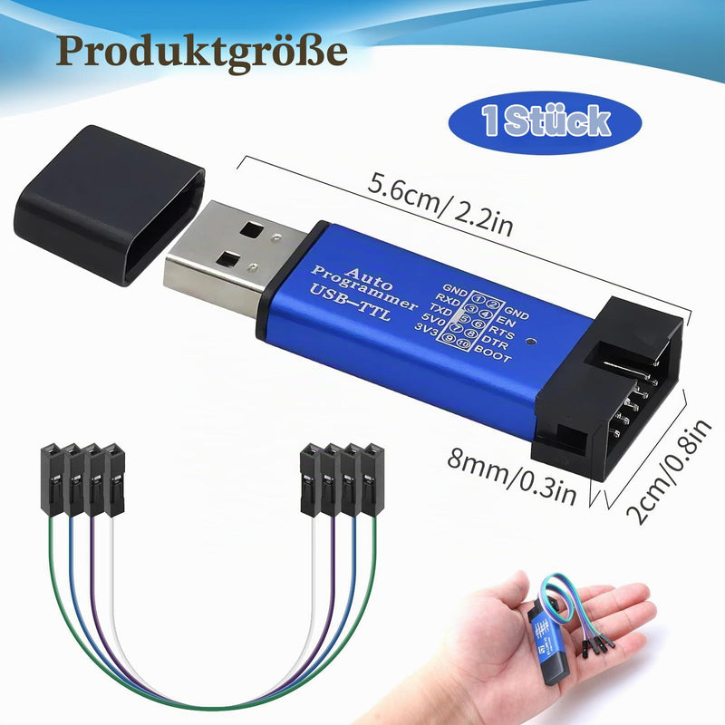 ST-Link V2 Programmer ST-Link Emulator Downloader for STM32 and STM8 | SWD SWIM Download Debugging | 8/32 Bit-Mikrocontroller | mit 5V/3.3V | 4x 20cm Dupont Drähten | Zufallsfarbe Aluminiumgehäuse