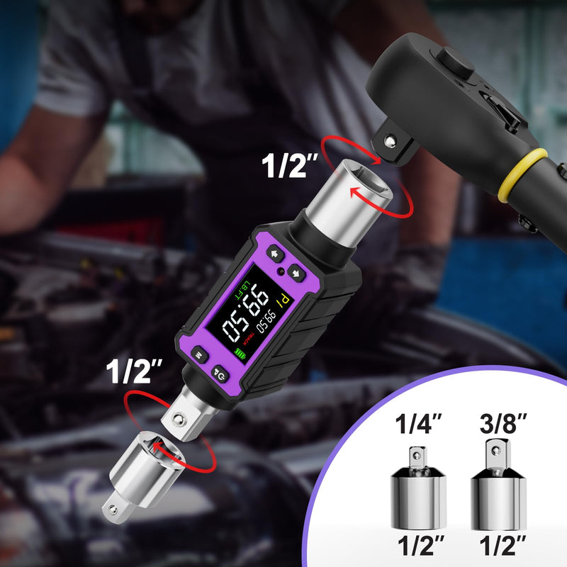 [Australia - AusPower] - Digital Torque Wrench Adapter Set 1/2" Drive, 2.0-99.6 Ft-Lb/2.7-135 Nm, Digital Torque Wrench Converter with ±2% Accuracy, Preset Function, Data Storage, 3/8" & 1/4" Adapter for Bike, Moto 1/2-Inch 