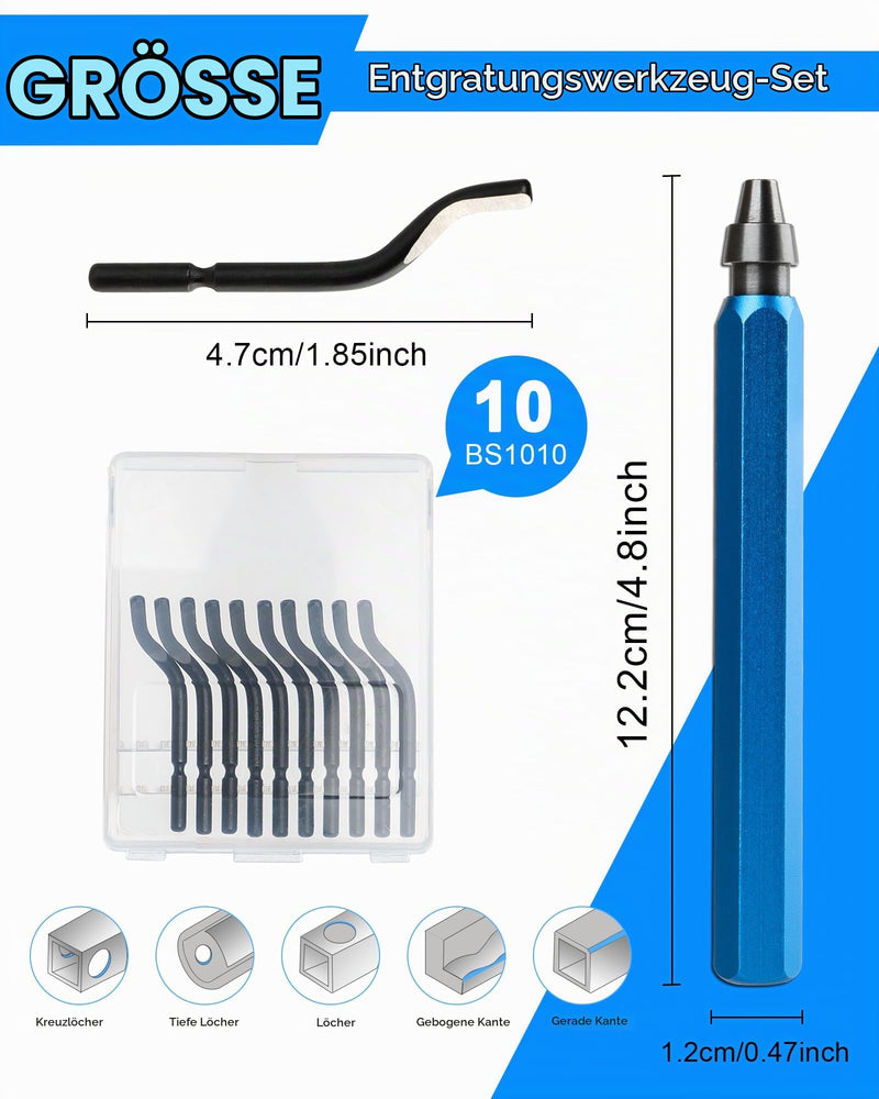 Deburring tool, universal deburring tool, 360° rotatable | With 10 high-quality blades, hand deburrer for metal, plastic & 3D printing tool - deburring tool - deburrer for 3D printing/aluminum