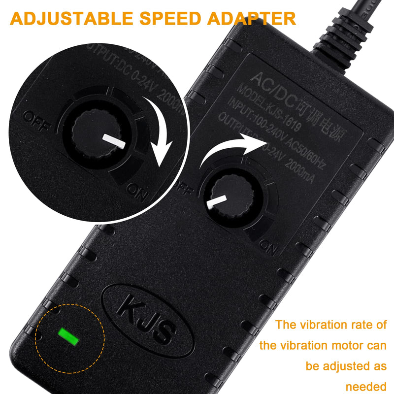 [Australia - AusPower] - DC24V Vibration Motor, 3800RPM Sieve Vibration Motor, Rotary Speed Vibrating Motor for Massage Bed Vibration Alert Chair Medical Instruments, with Adjustable Speed Power Adapter (Speed Adjustable) Speed Adjustable 